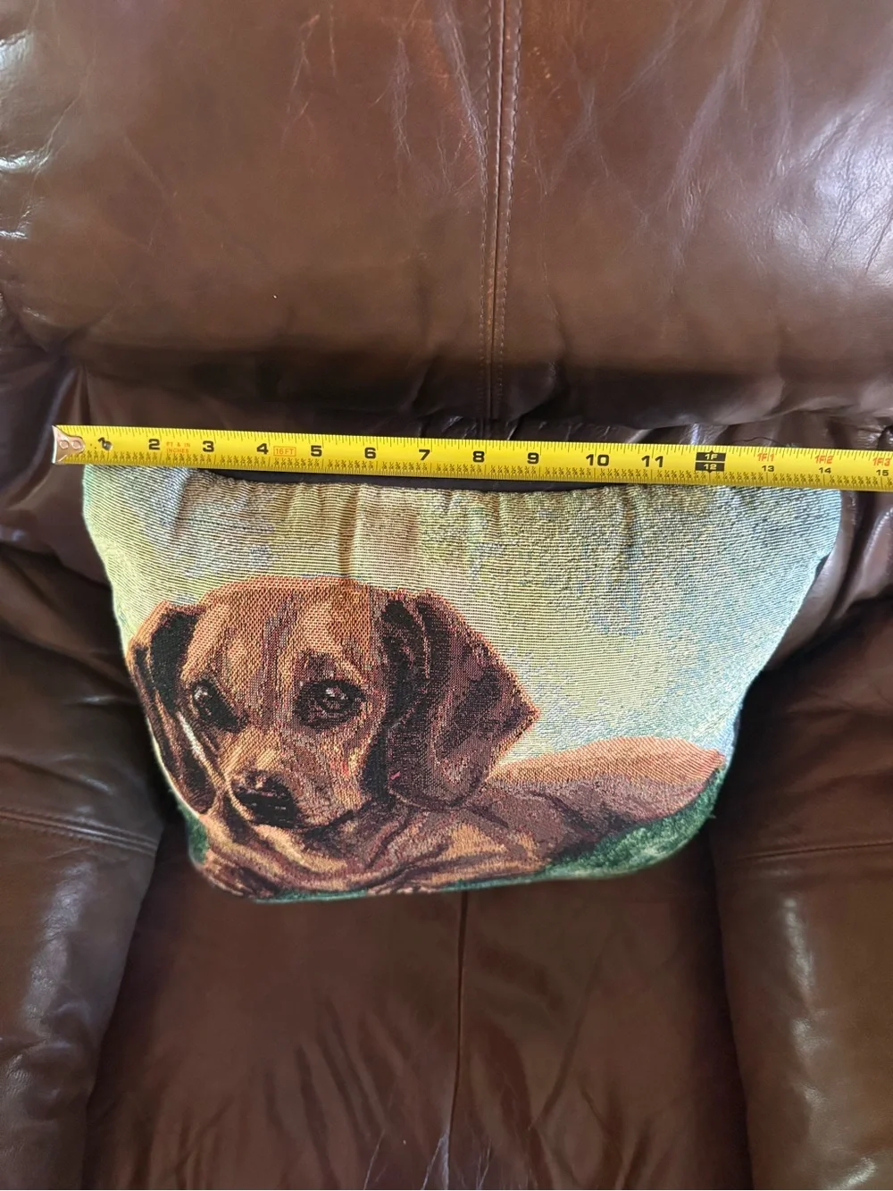 Dachshund Tapestry Throw Pillow - Brown Dog Design